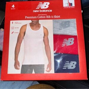 New Balance Men's Premium Cotton Rib A-Shirt - White, Gray, Red, Navy 4 PACK